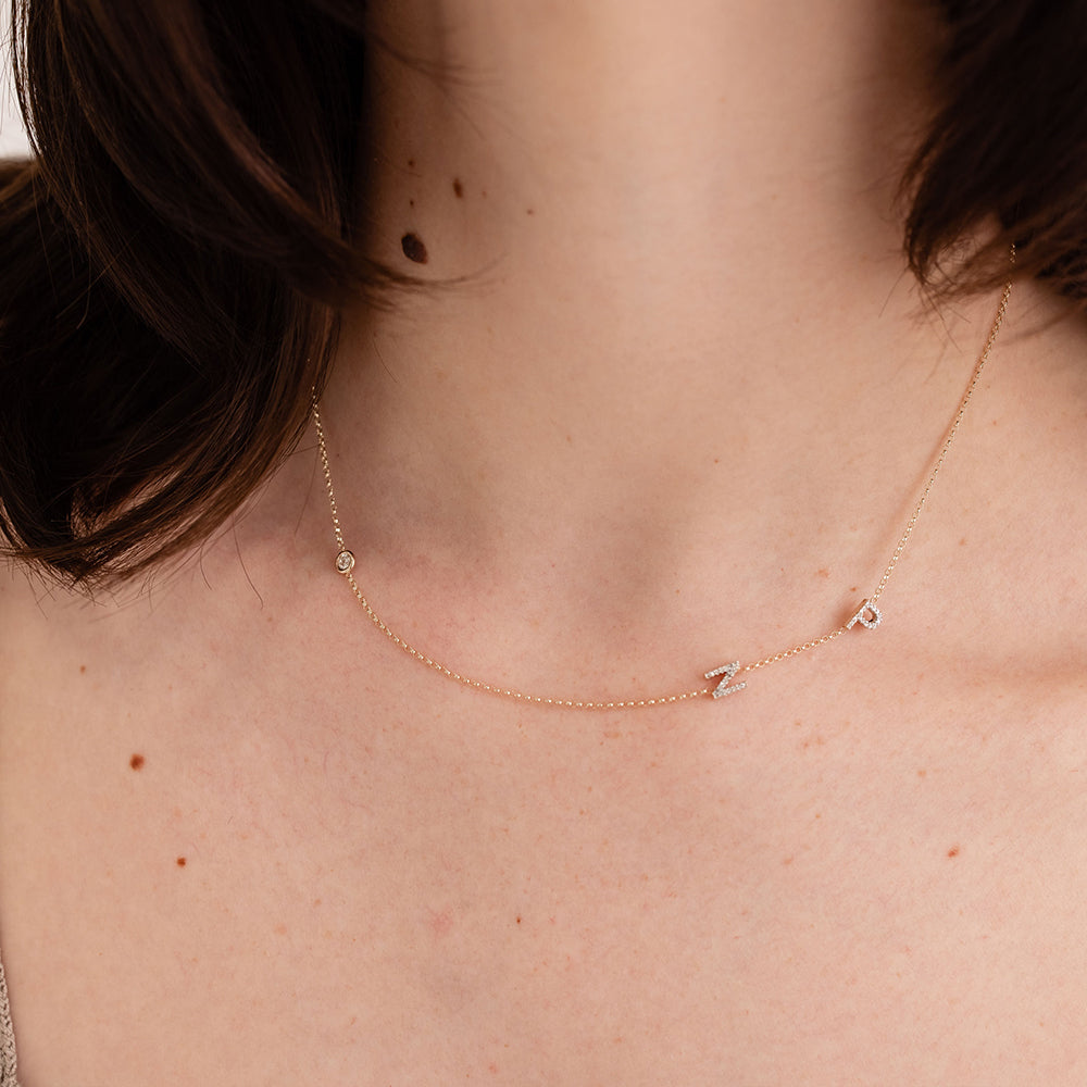 Dainty Diamond Initial Necklace