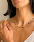 Modern Initial Black Enamel Necklace