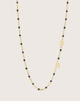 Modern Initial Black Enamel Necklace