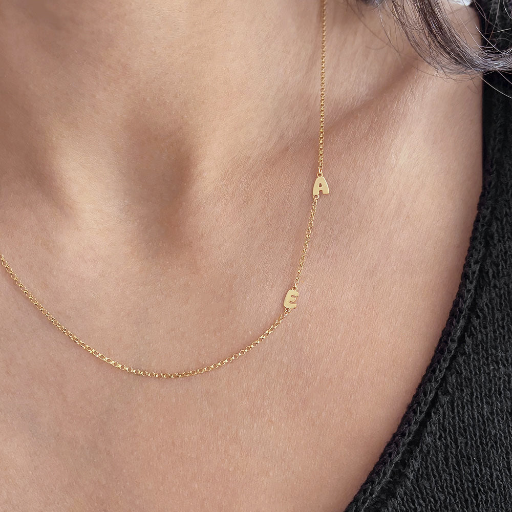 Dainty Bubble Initial Necklace