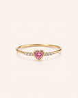 Dainty Heart Stone & Diamond Ring
