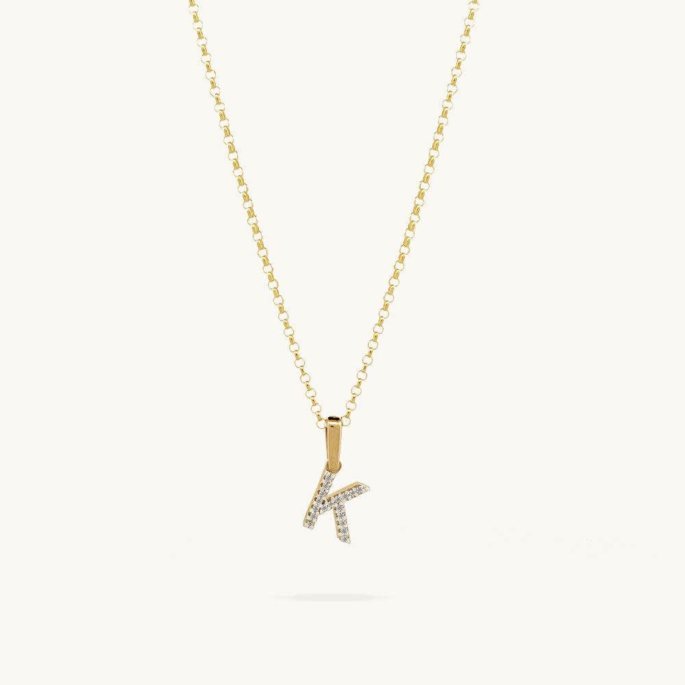 Dainty Diamond Initial Pendant Necklace