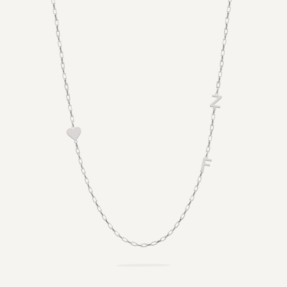 Silver Dainty Paperclip Modern Initial Necklace
