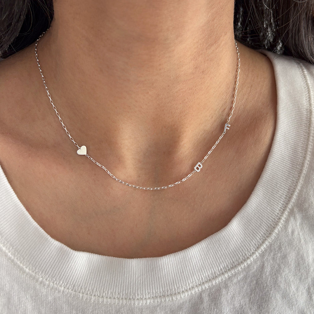 Silver Dainty Paperclip Modern Initial Necklace