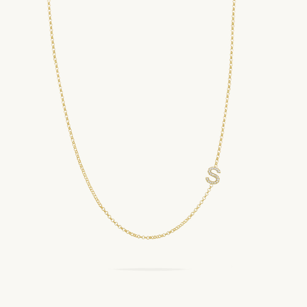 Dainty Diamond Initial Necklace
