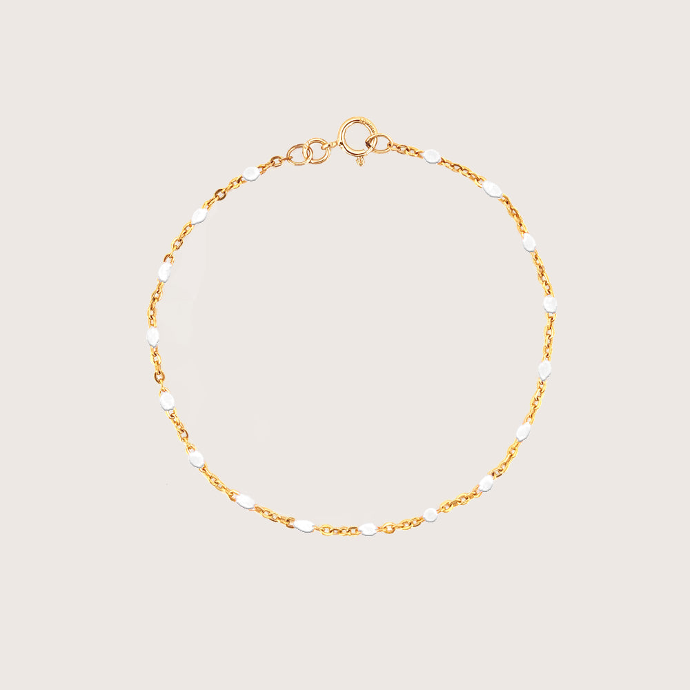 Modern Initial White Enamel Bracelet