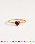 Dainty Heart Birthstone Ring