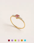 Dainty Heart Stone & Diamond Ring