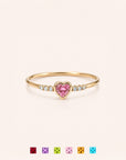 Dainty Heart Stone & Diamond Ring