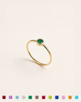 Dainty Round Bezel Birthstone Ring