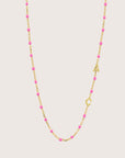 Pink Enamel Modern Initial Necklace