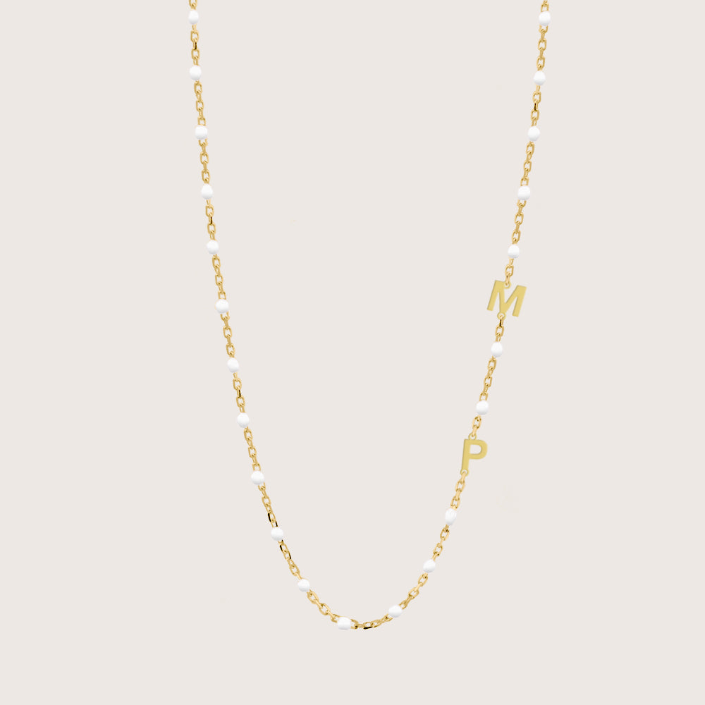 White Enamel Modern Initial Necklace