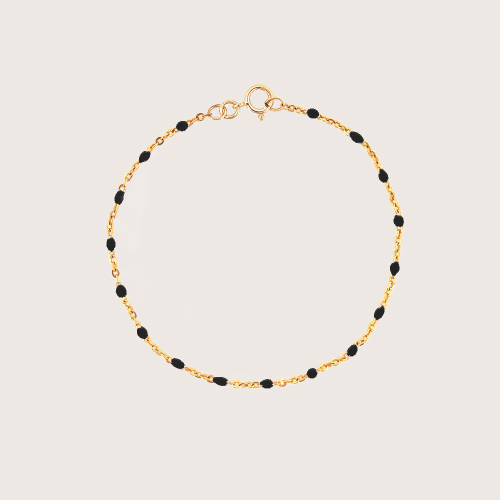 Modern Initial Black Enamel Bracelet