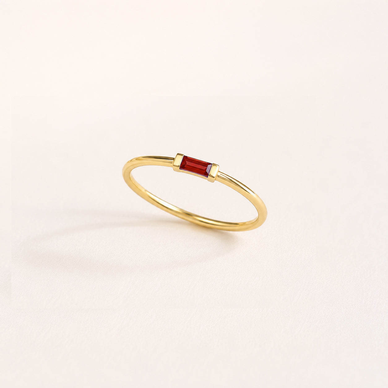 Dainty Baguette Birthstone Ring