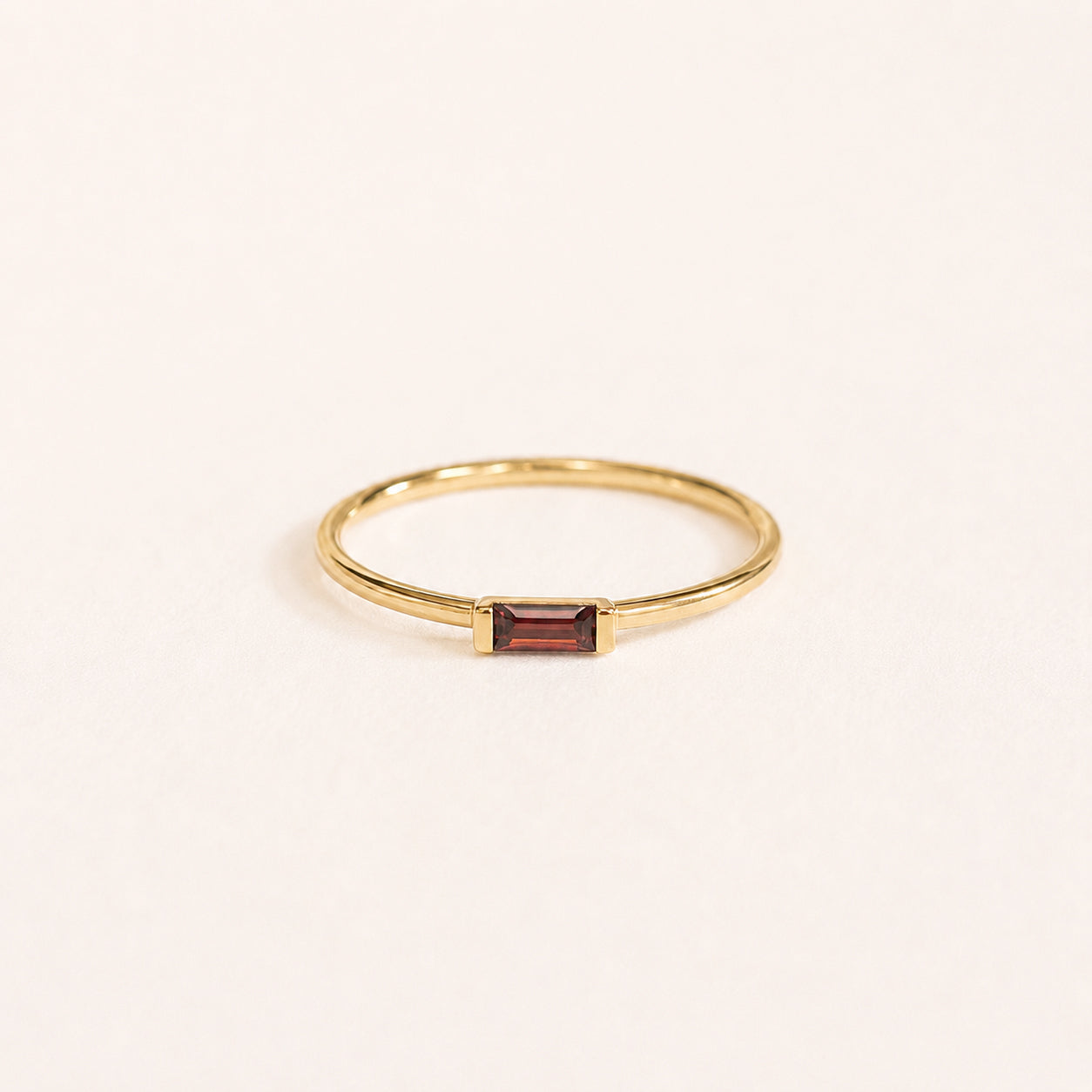 Dainty Baguette Birthstone Ring