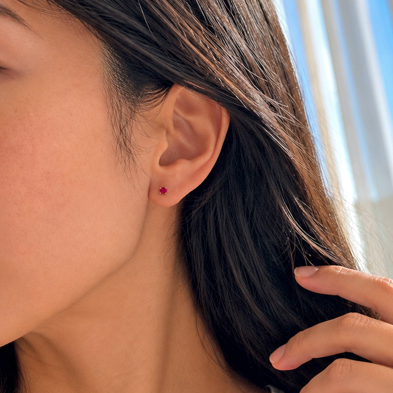 Round Birthstone Stud Earrings