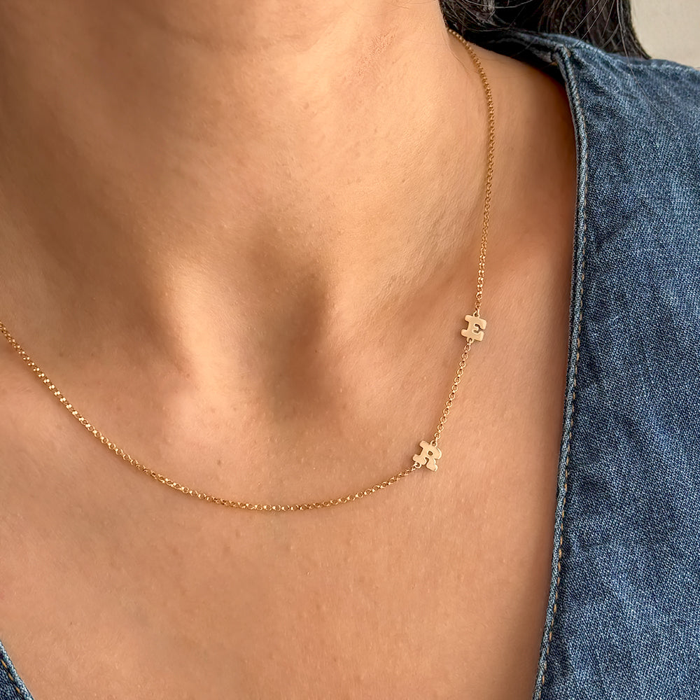 Dainty Classic Bubble Initial Necklace