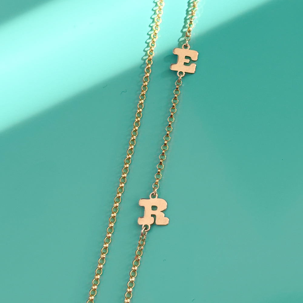 Dainty Classic Bubble Initial Necklace