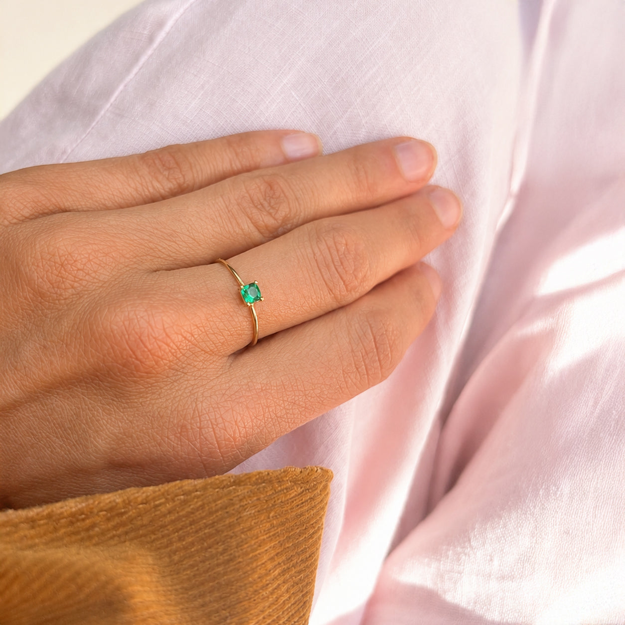 Dainty Cushion Birthstone Ring