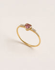 Dainty Heart Stone & Diamond Ring