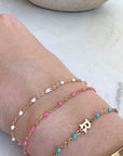 Modern Initial Pink Enamel Bracelet