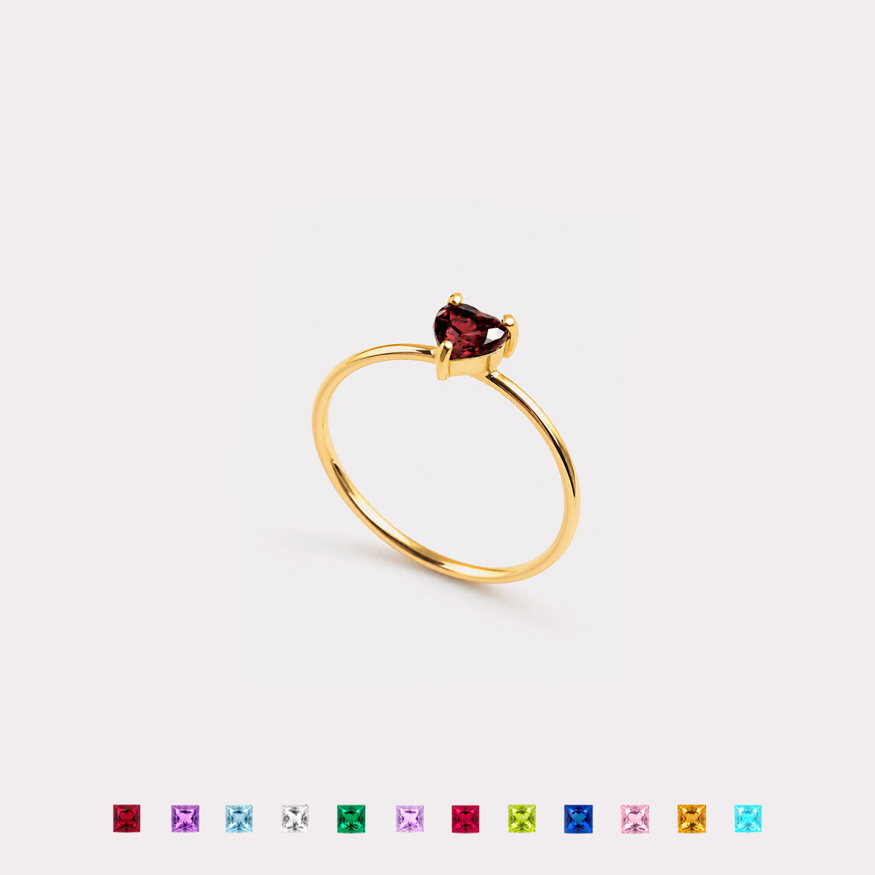 Dainty Heart Birthstone Ring