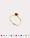 Dainty Heart Birthstone Ring