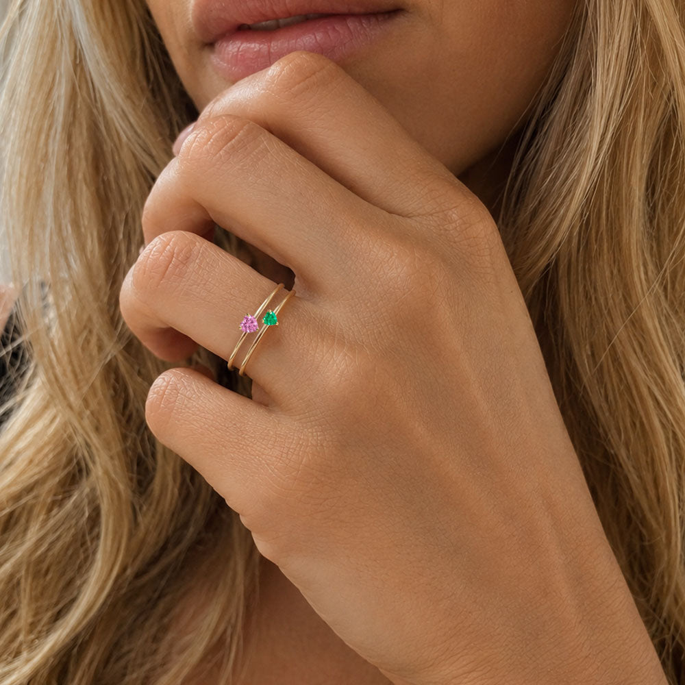 Dainty Heart Birthstone Ring