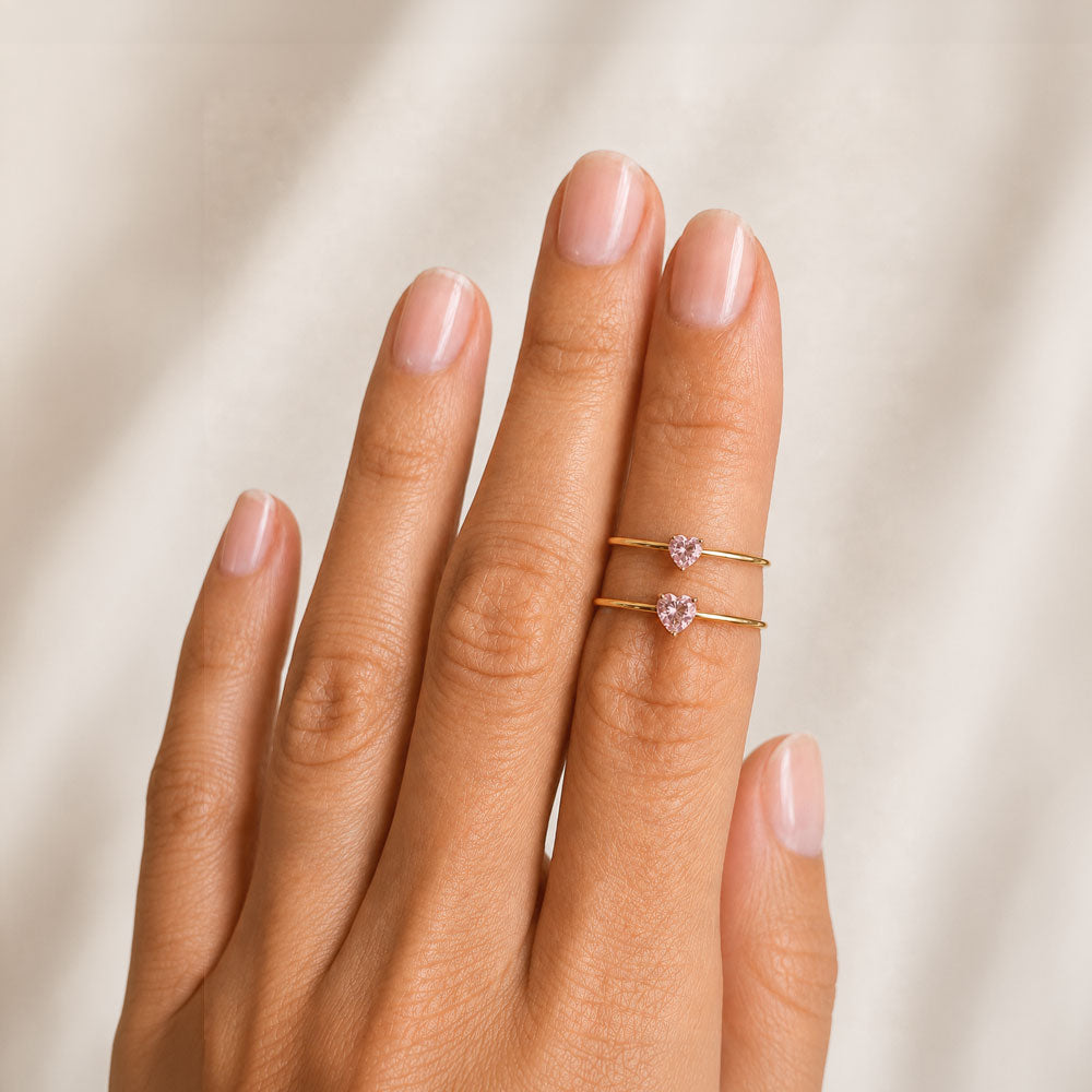 Bague Cœur Pierre de Naissance Délicate