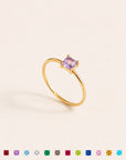 Dainty Cushion Birthstone Ring
