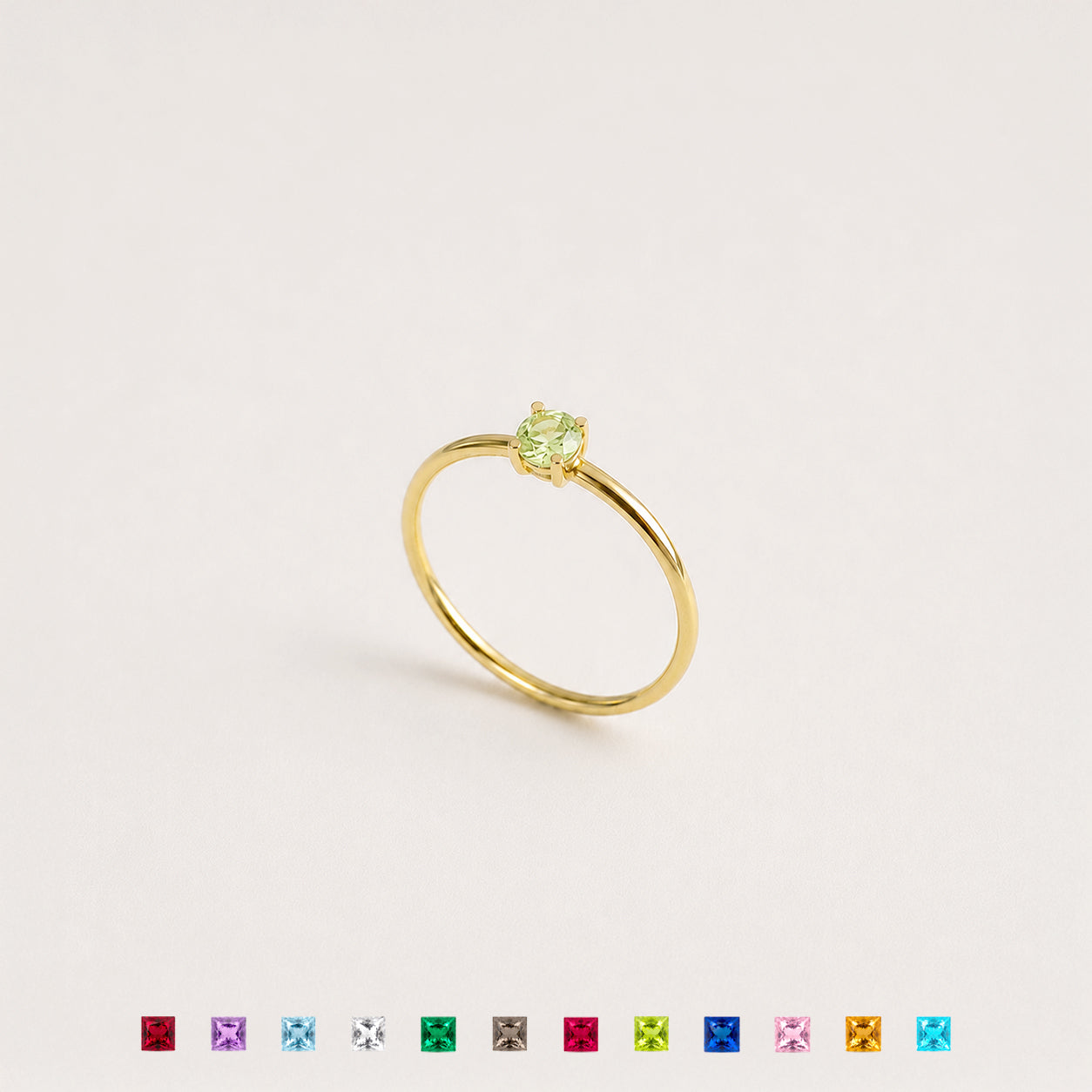 Dainty Round 4-Prong Birthstone Ring