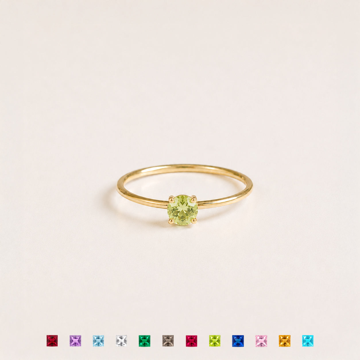 Dainty Round 4-Prong Birthstone Ring