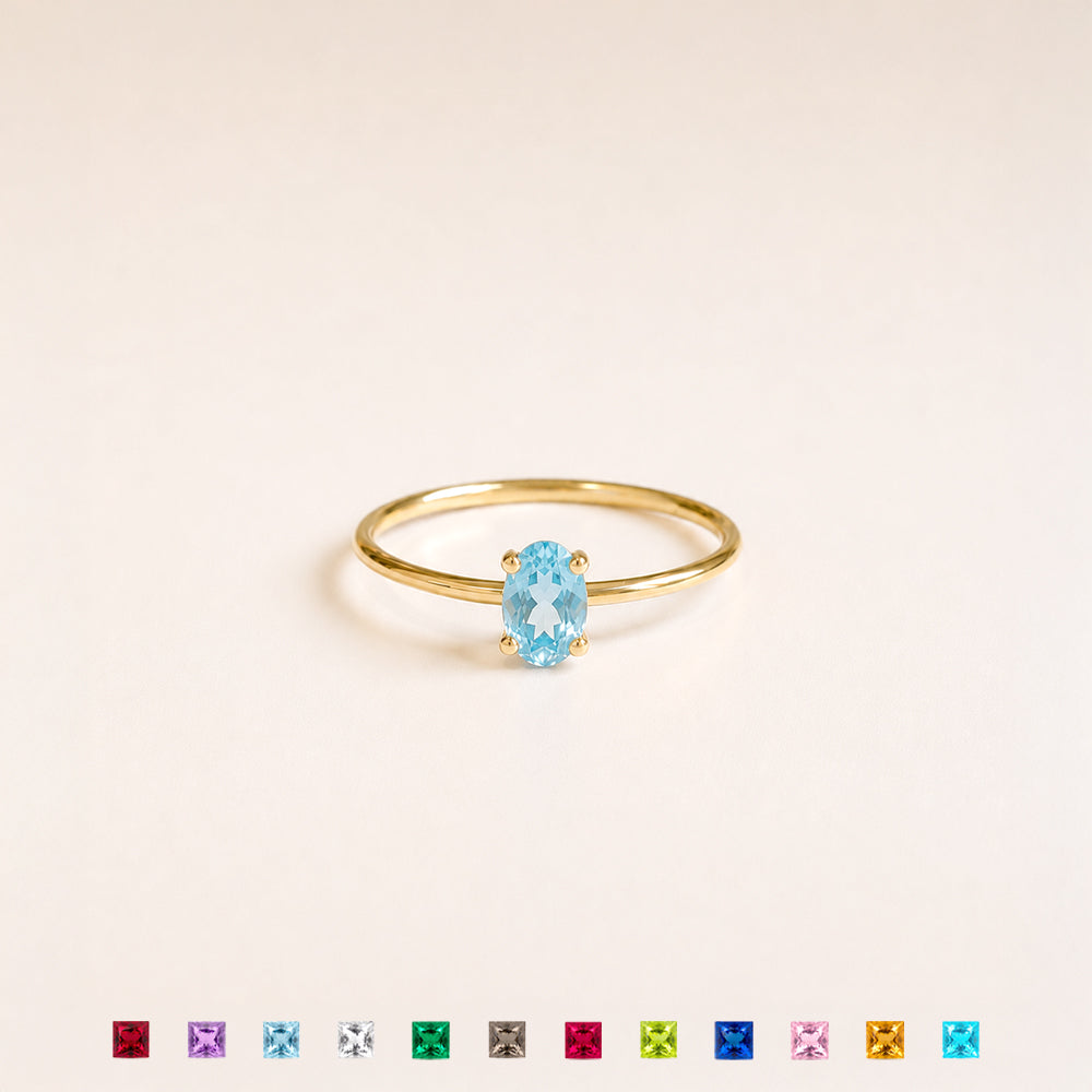 Dainty Oval Birthstone Ring