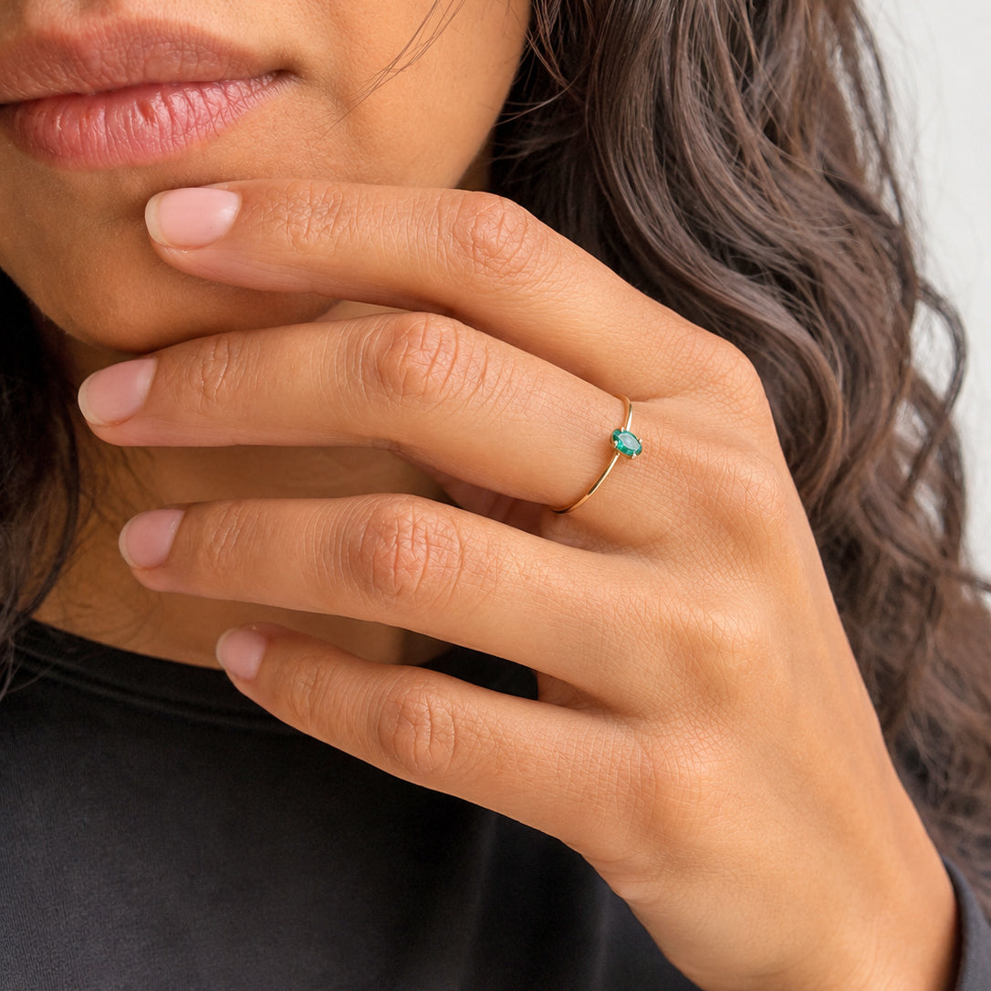 Dainty Oval Birthstone Ring