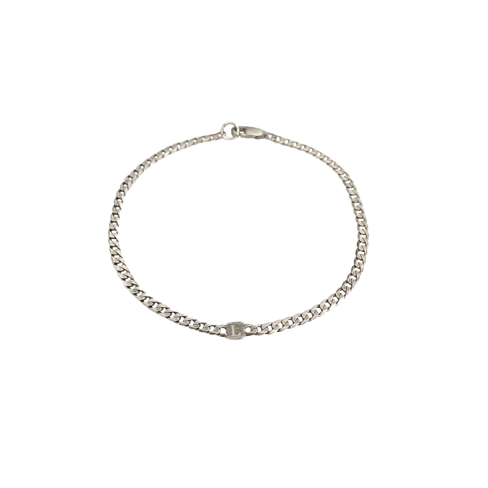 Men&#39;s Oxidized Silver Flat Curb Bracelet
