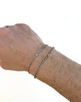 Men's Oxidized Silver Flat Curb Bracelet