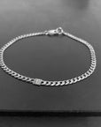 Men's Oxidized Silver Flat Curb Bracelet