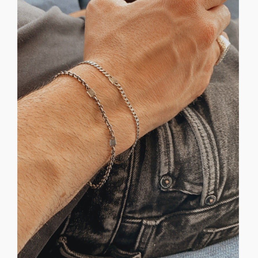 Men's Oxidized Silver Cable Bracelet